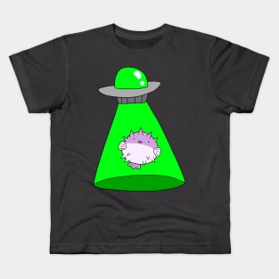 Pufferfish Ufo Alien Abduction Kids T-Shirt